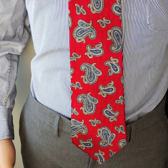 EUC Vintage Men's Oscar de la Renta Couture Collection 100% Silk Necktie Red - Picture 3 of 9